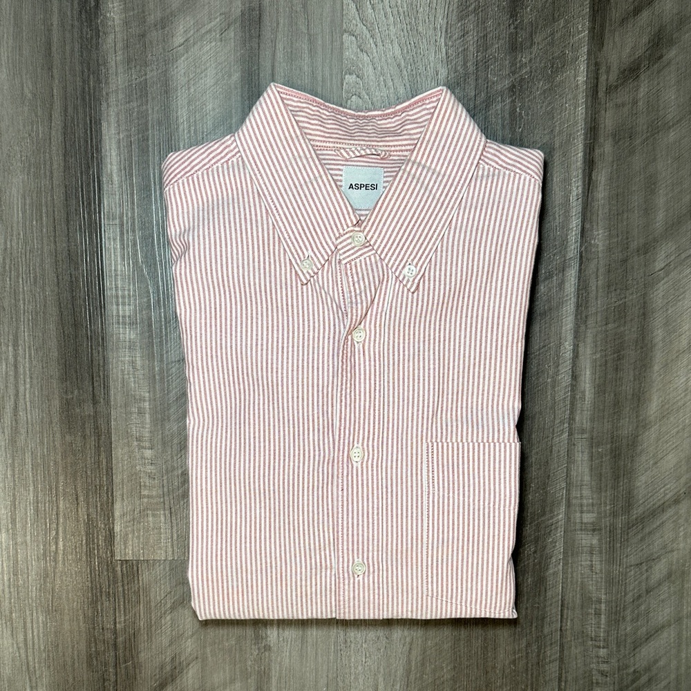 Aspesi Oxford Striped Long Sleeve Button Down - 41/16